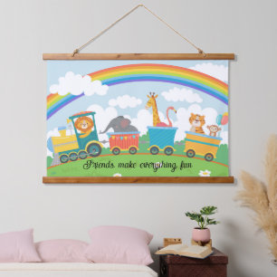 Train Safari Baby Nursery or Child's Room Hanging Tapestry