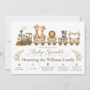Train Safari Two Siblings Baby Sprinkle Invite