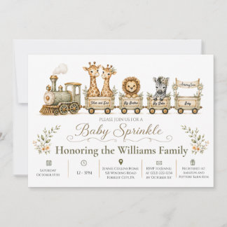 Train Safari Two Siblings Baby Sprinkle Invite