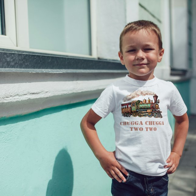 Train Second 2nd Birthday Party Chugga Chugga Two  Baby T-Shirt (Creator Uploaded)