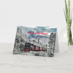Train Snow Photo Christmas Holiday Card