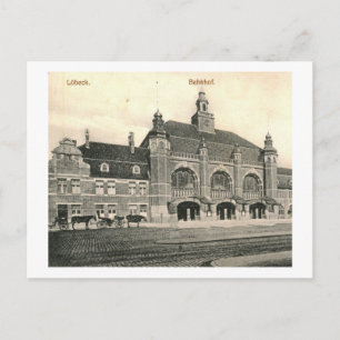 Train Station Bahnhof, Lubeck, Germany Vintage Postcard