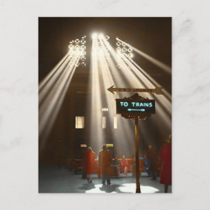 Train Station - Chicago - Let there be light 1943 Postcard