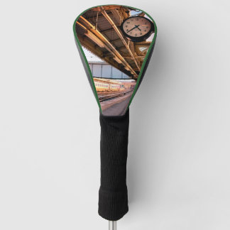 Train station clock golf head cover