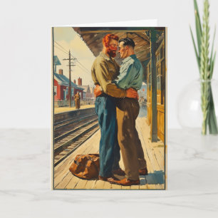 Train Station Embrace Card