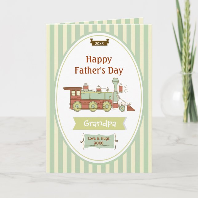 Train Station Grandpa on Fathers Day Card (Front)