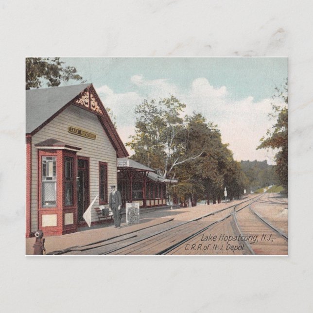 Train Station, Lake Hopatcong, New Jersey Vintage Postcard (Front)