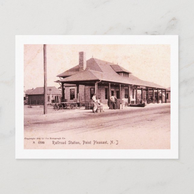 Train Station, Point Pleasant, New Jersey Vintage Postcard (Front)