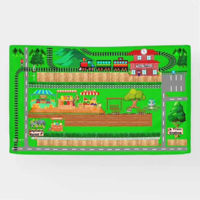 Train Station Roads for Cars 3x5 Banner (Horizontal)