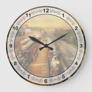 Train Station - The romance of the rails 1908 Large Clock