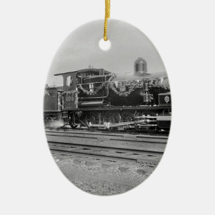 train steam locomotive engine old railway railroad ceramic ornament