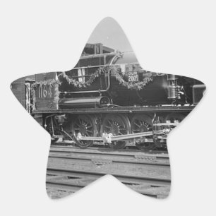 train steam locomotive engine old railway railroad star sticker