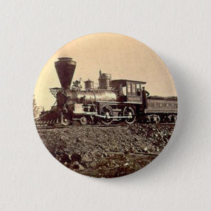 train steam rail engine railway old vintage 6 cm round badge