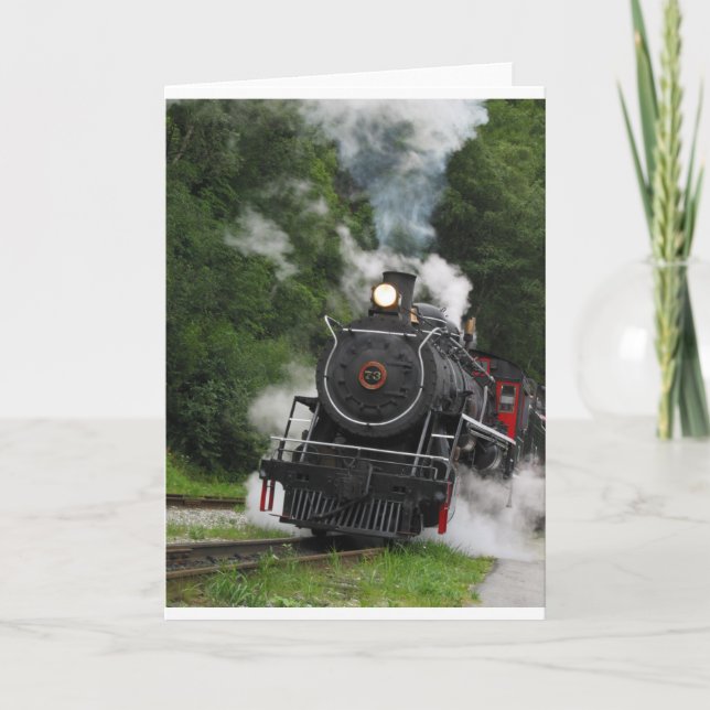 train steam rail railway station engine rails art card (Front)