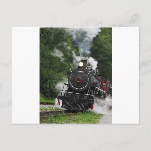 train steam rail railway station engine rails art postcard (Front)