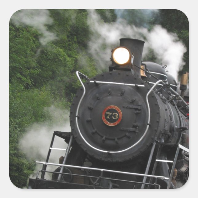 train steam rail railway station engine rails art square sticker (Front)
