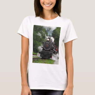 train steam rail railway station engine rails art T-Shirt