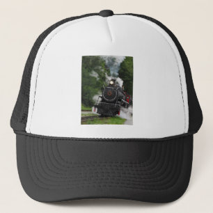 train steam rail railway station engine rails art trucker hat