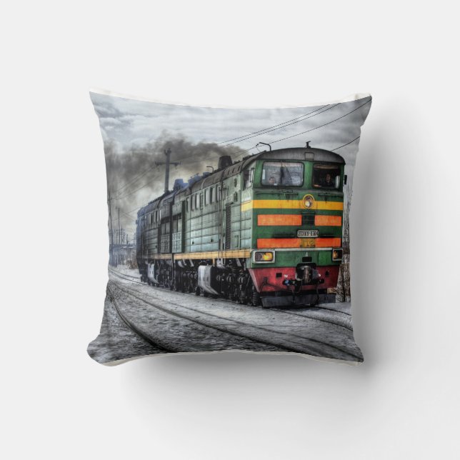 Train Steam Railroad Steampunk Engine Destiny Cushion (Front)