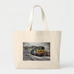 Train Steam Railroad Steampunk Engine Destiny Large Tote Bag