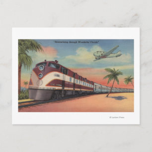 Train- Streamlining through Florida Postcard