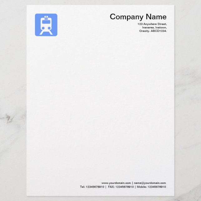 Train Symbol - Baby Blue Personalised Letterhead (Front)
