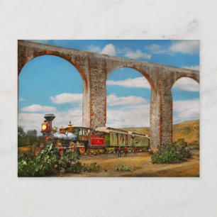 Train - The Aqueduct of Santiago de Querétaro 1885 Postcard