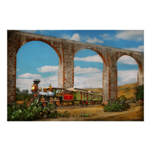 Train - The Aqueduct of Santiago de Querétaro 1885 Poster