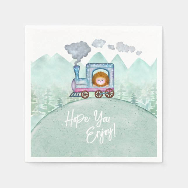 Train Theme Birthday Party Napkin (Front)