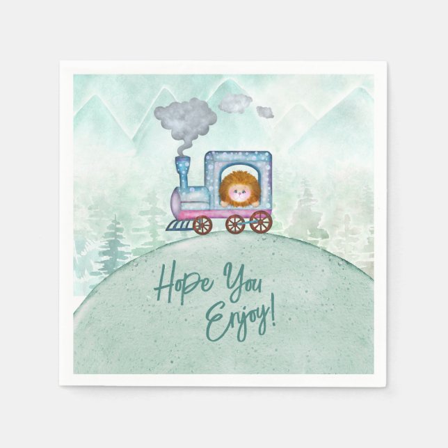 Train Theme Birthday Party Napkin (Front)