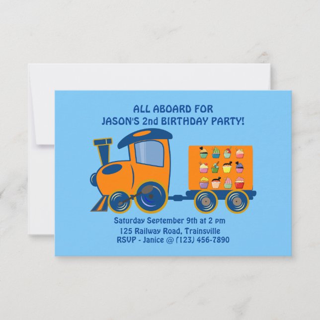 Train themed Boy's birthday invitation (Front)