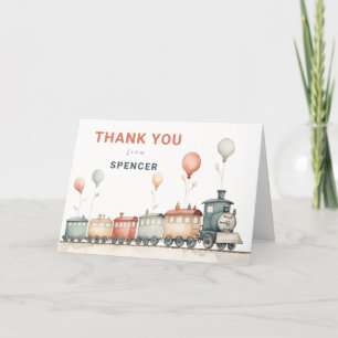Train-Themed Folded Birthday Thank You Card