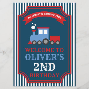Train themed party birthday Welcome Sign Invitation