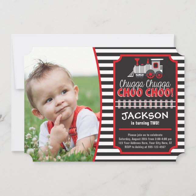 Train Ticket Birthday Invitation with Envelopes (Front)