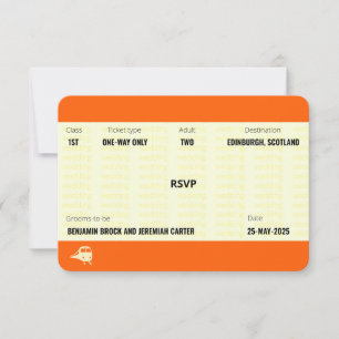 Train Ticket Inspired   Gay Wedding RSVP Card