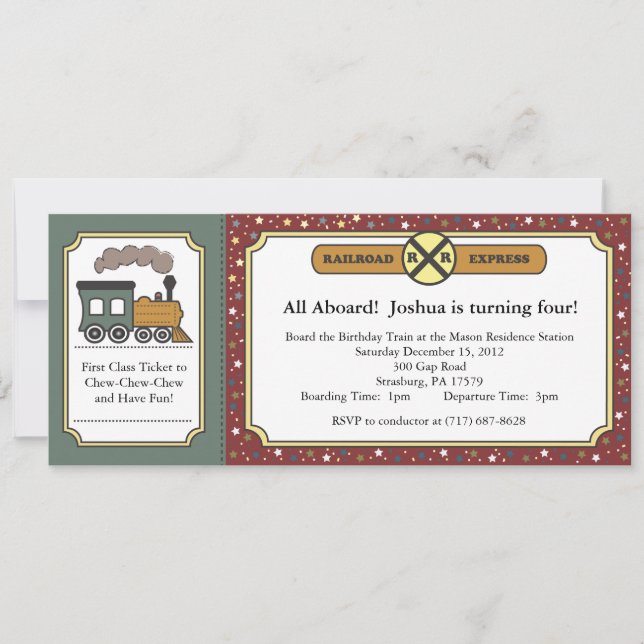 Train Ticket Invite - Antique Christmas (Front)