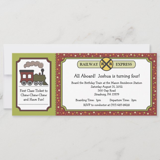 Train Ticket Invite - Fall Autumn Apple Colours (Front)