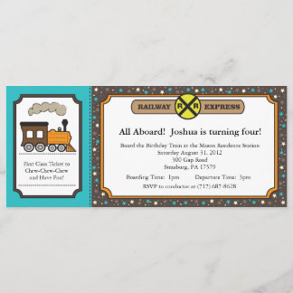 Train Ticket Invite - Teal and Dark Grey