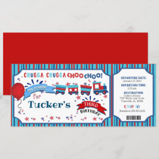 Train Ticket Toddler Birthday Party Invitation
