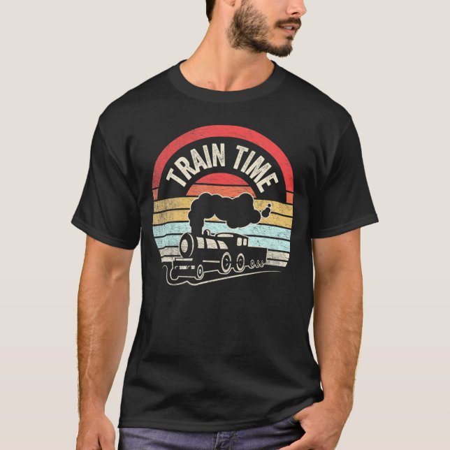 Train Time Funny Train Lovers Railroad T-Shirt (Front)