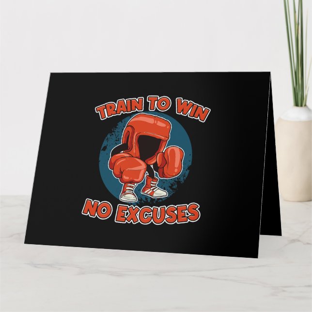 Train To Wins No Excuses Boxing Punching Bag Card (Front)