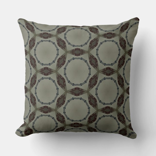 Train Tracks in Circle on a Brown and Gray Design Cushion (Front)