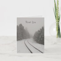 Train Tracks in Fog and Snowy Woods 