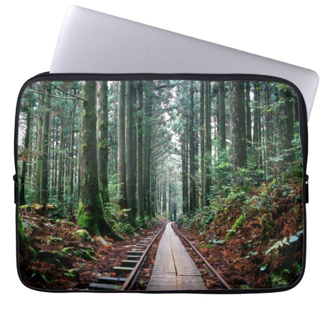 Train Tracks in the Forest Laptop Sleeve (Front)