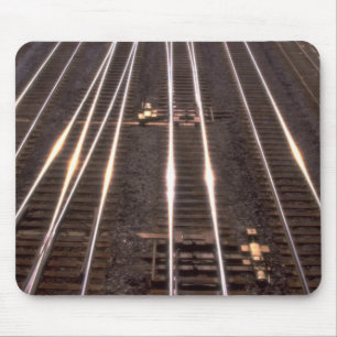 Train tracks mouse pad
