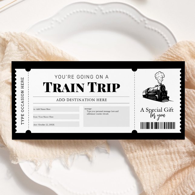 Train Trip Boarding Pass Ticket Gift Voucher Invitation (Creator Uploaded)