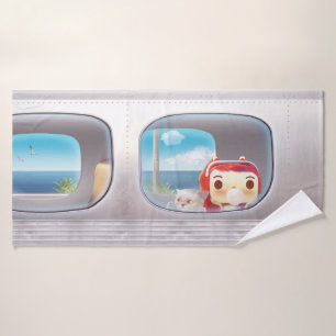 Train Trip with Cat Bath Towel