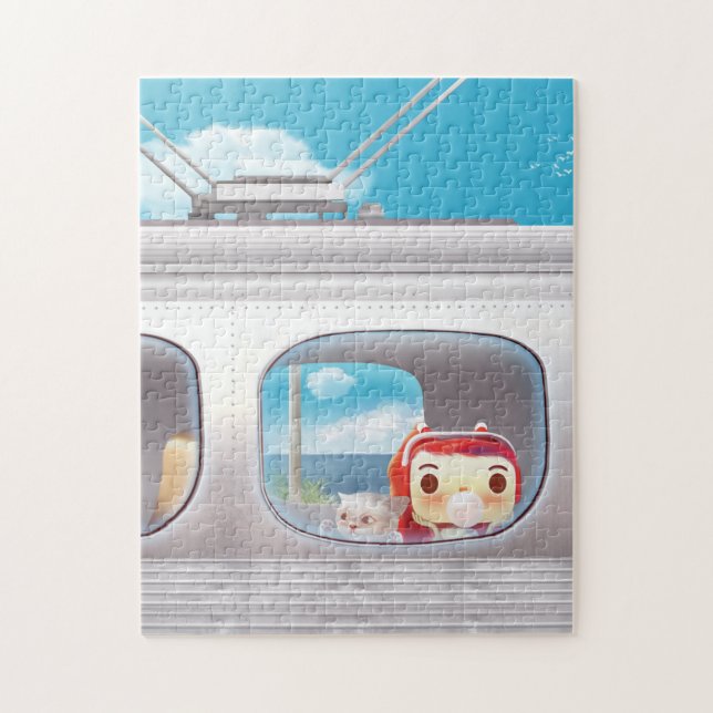 Train Trip with Cat Jigsaw Puzzle (Vertical)