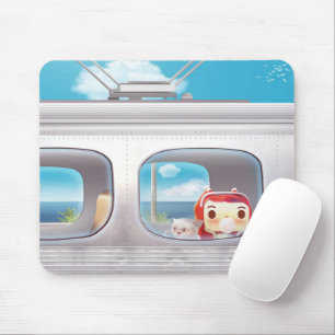Train Trip with Cat Mouse Pad