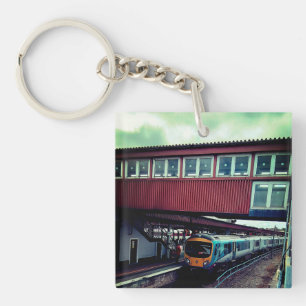 Train under the bridge key ring